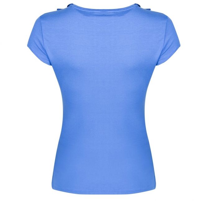 Womens Bright Blue Charre Bow Neck Trim S/s T Shirt