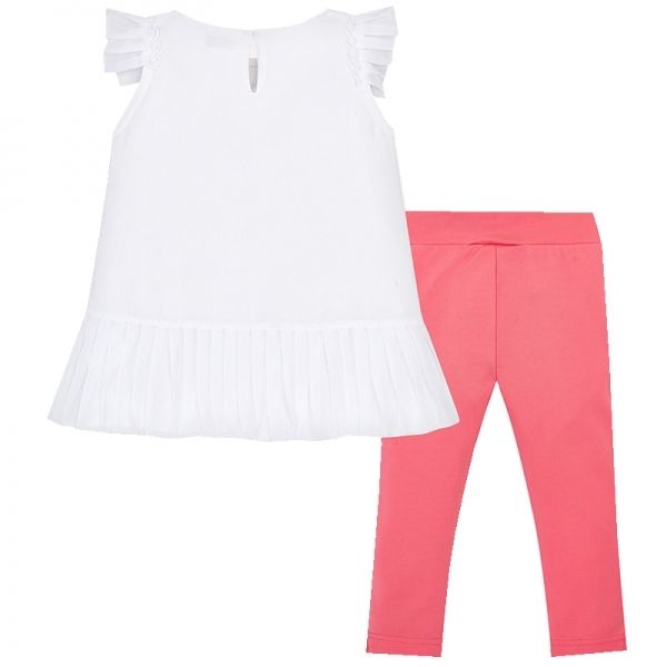 Girls Coral Ballet Shoes T Shirt & Leggings Set