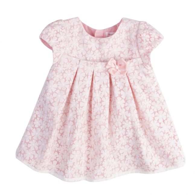 Baby Pink Devore Flower Dress