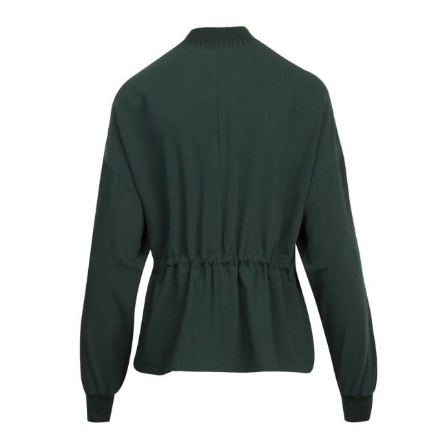 Womens Dark Green Biianka Zip Neck Draw-cord Top