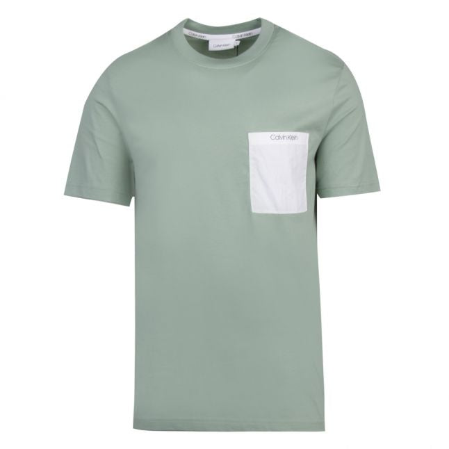 Mens Granite Green Nylon Pocket S/s T Shirt