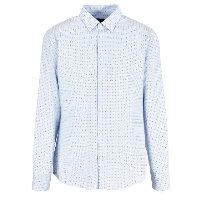 Mens Blue Dot Print L/s Shirt