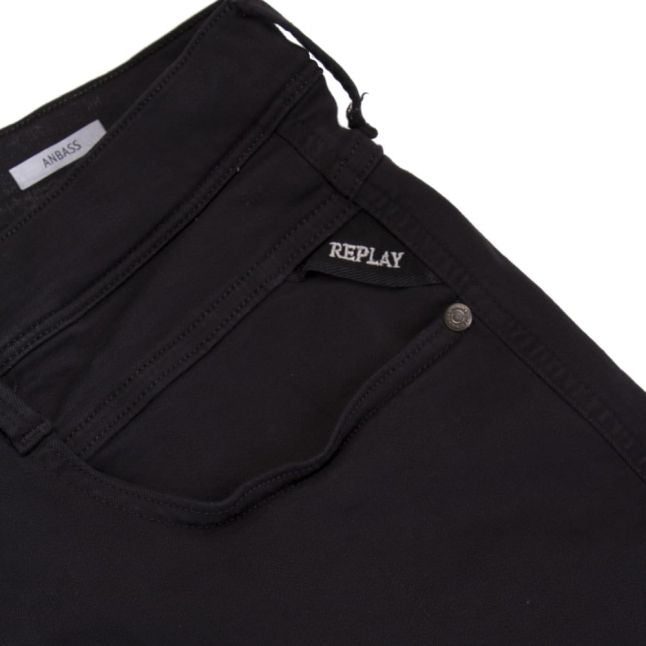 Mens Black Anbass Hyperflex Slim Jeans