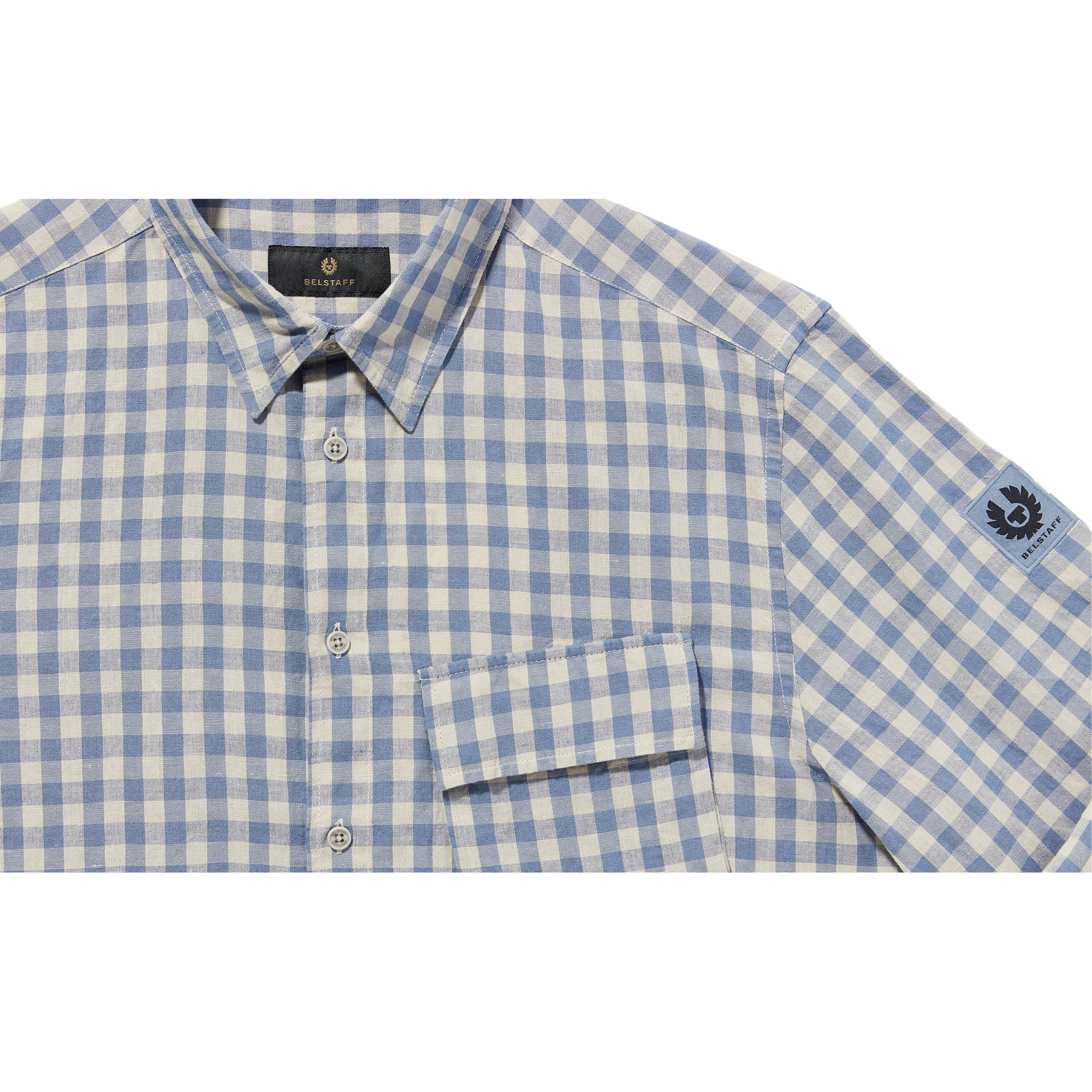 Mens Belstaff Blue Flint/Stone Scale Check L/s Shirt