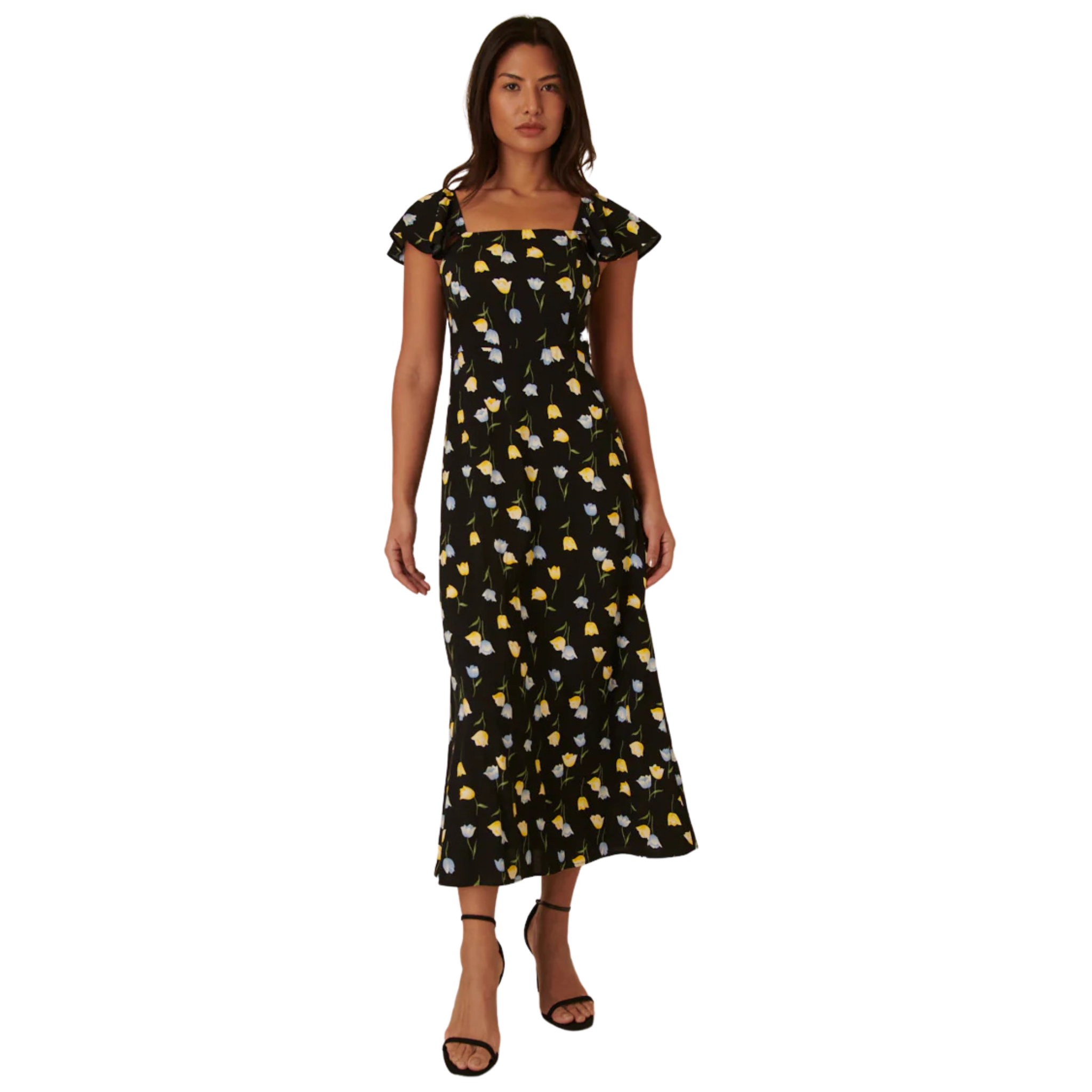 Womens Nobody's Child Black Elsie Tulip Print Midi Dress