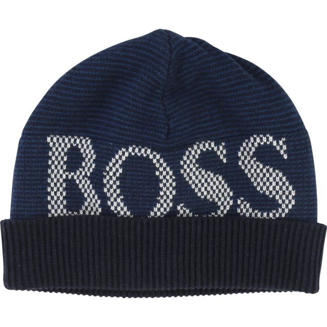 Boys Navy Branded Knitted Hat