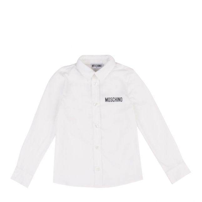 Boys Optical White Branded L/s Shirt