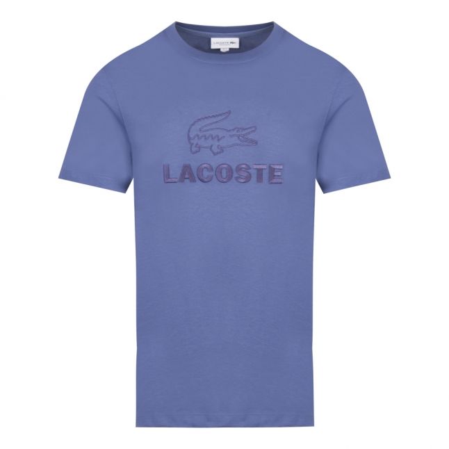 Mens Mid Blue Embroidered Croc S/s T Shirt