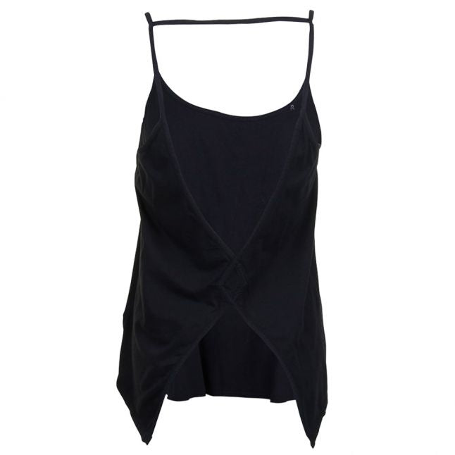 Womens Black Open-Back Jersey Vest Top