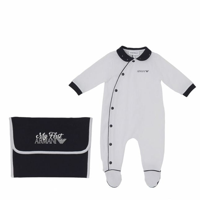 Baby White/Navy Babygrow Gift Set