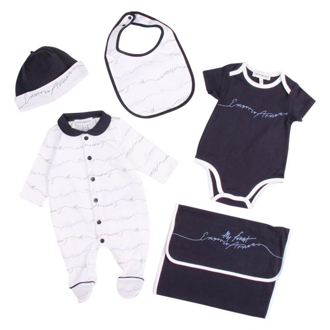 Baby White/Navy Take Me Home Script Set