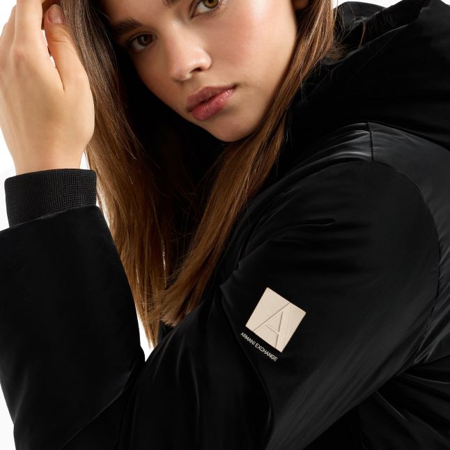 Womens Black Peached Padded Jacket