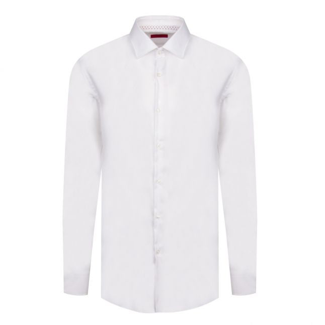 Mens White Koey Trim Slim Fit L/s Shirt