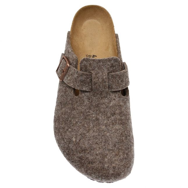 Mens Cocoa Wool Boston Wool Slippers