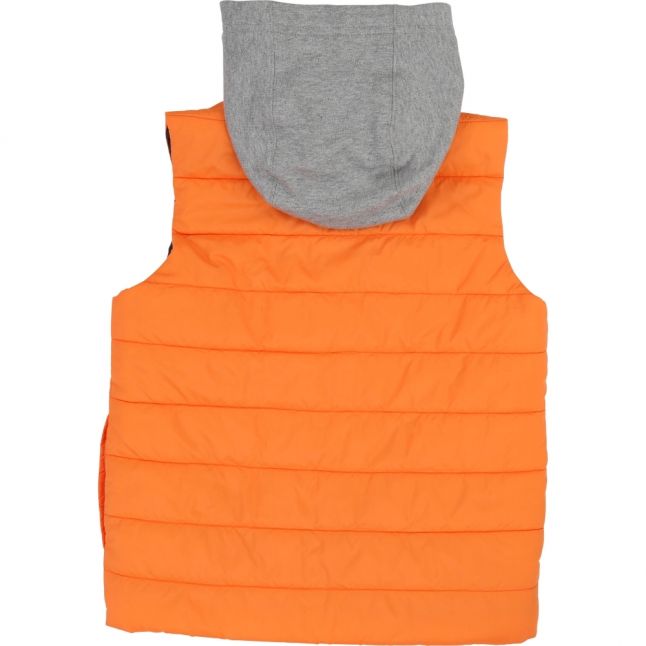 Boys Orange Jersey Hood Nylon Puffer Gilet