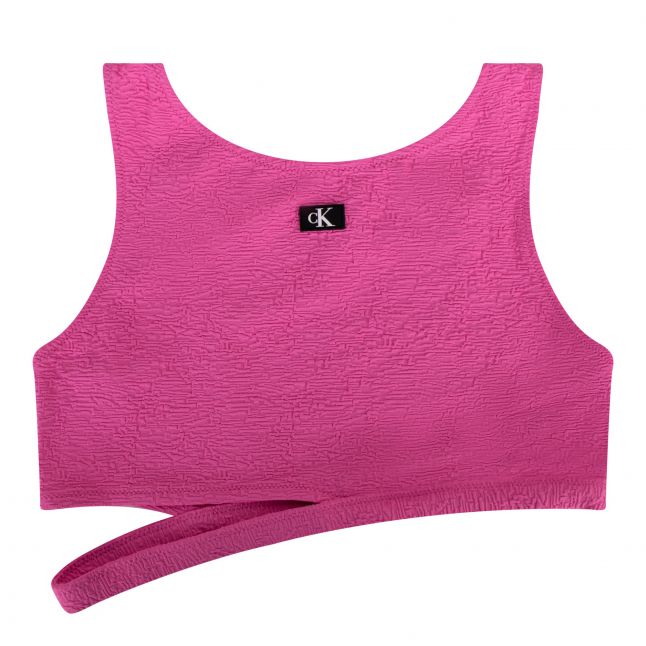 Womens Calvin Klein Bold Pink Monogram Texture Swim Crop Top