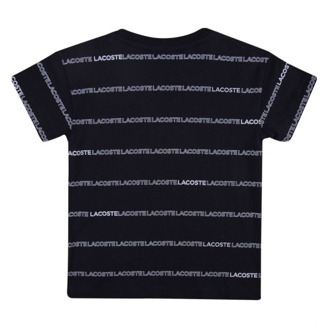 Boys Navy Branded Lines S/s T Shirt