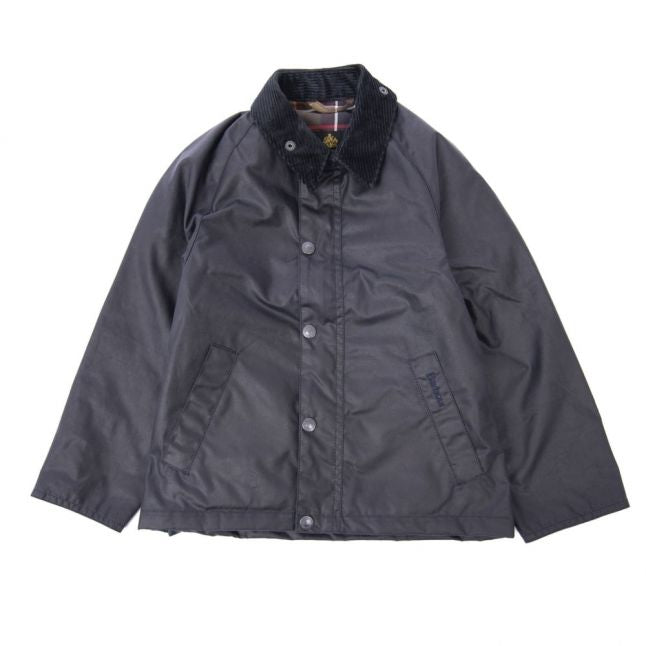 Boys Navy Heskin Waxed Jacket