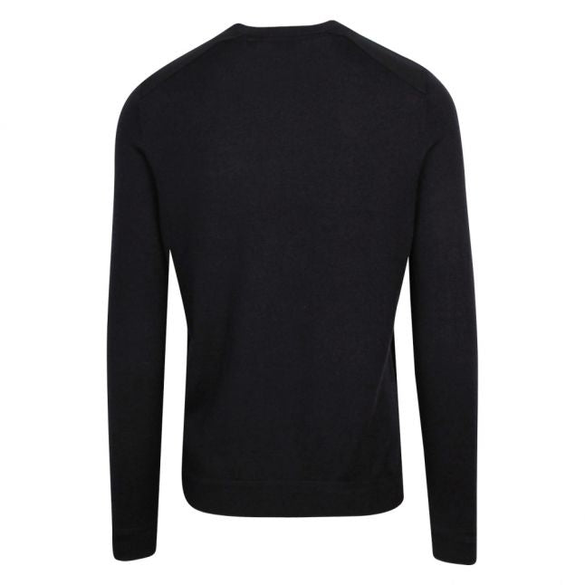 Mens Navy Saysay Patch Pocket Crew Knitted Jumper