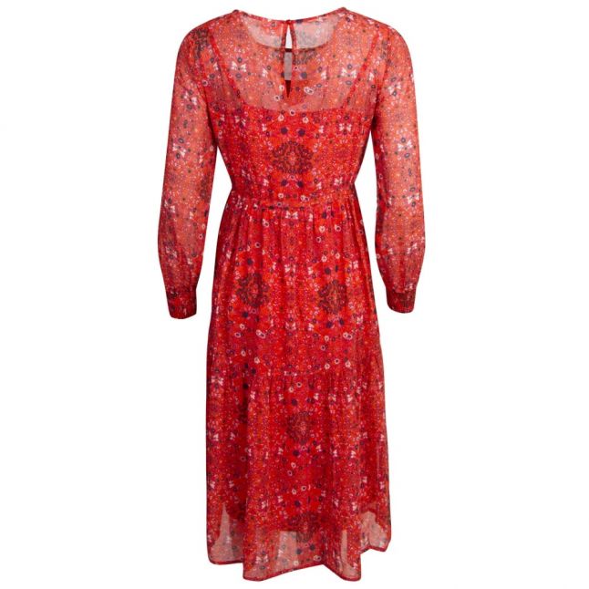 Womens Orange Vinilah Floral Midi Dress