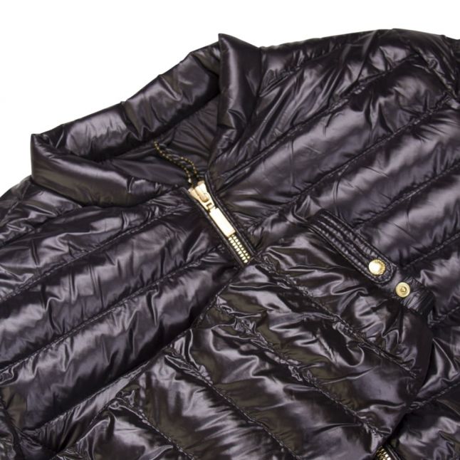 Womens Black Lapper Quilted Jacket