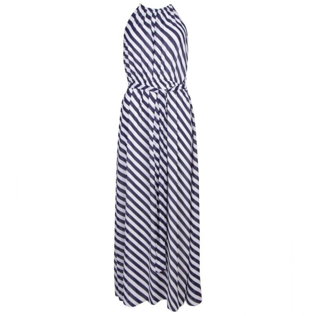 Womens True Navy Chain Neck Stripe Maxi Dress