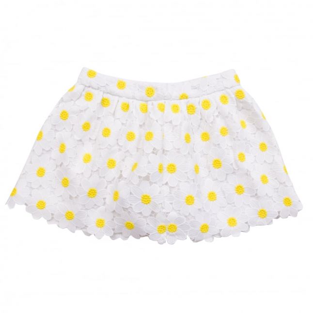 Girls White Daisy Lace Skirt