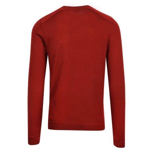 Mens Dark Red Saysay Patch Pocket Crew Knitted Jumper