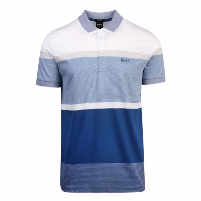 Athleisure Mens Blue Paddy 4 Stripe Regular Fit S/s Polo Shirt