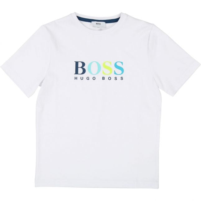 Boys White/Blue Colour Logo S/s T Shirt