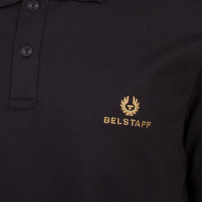 Mens Black Branded S/s Polo Shirt