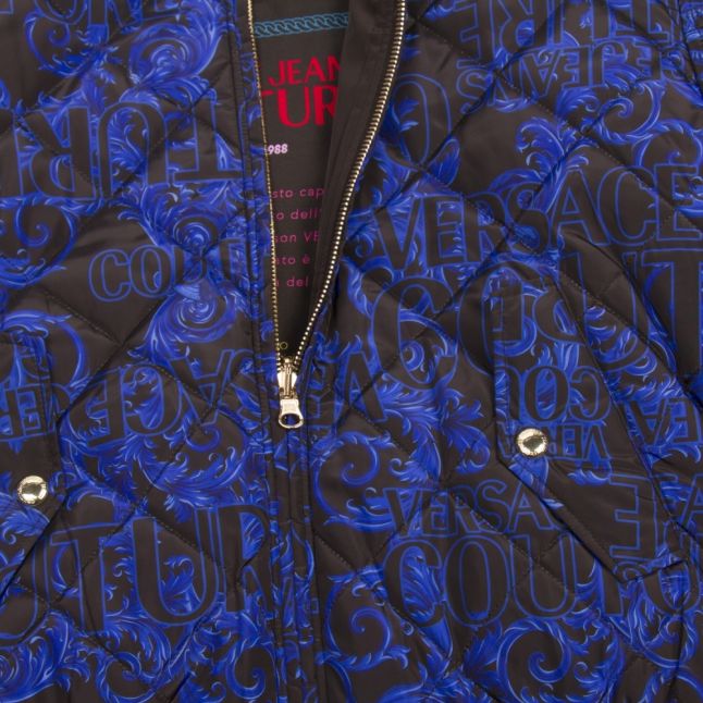 Mens Black/Blue Branded Baroque Reversible Jacket