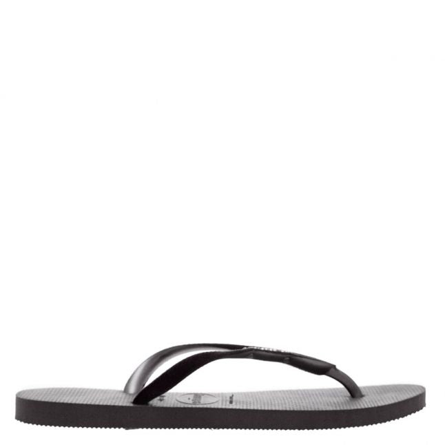 Womens Black Slim Velvet Flip Flops