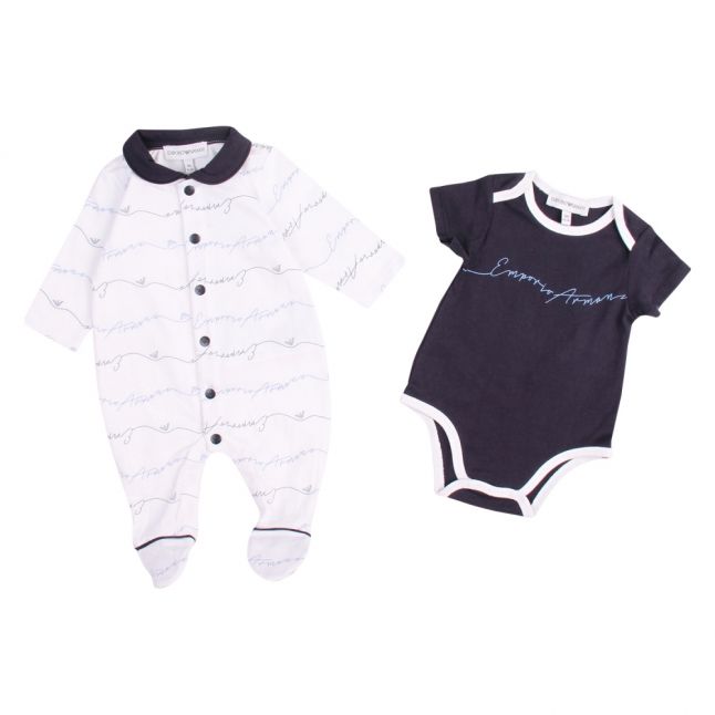 Baby White/Navy Take Me Home Script Set