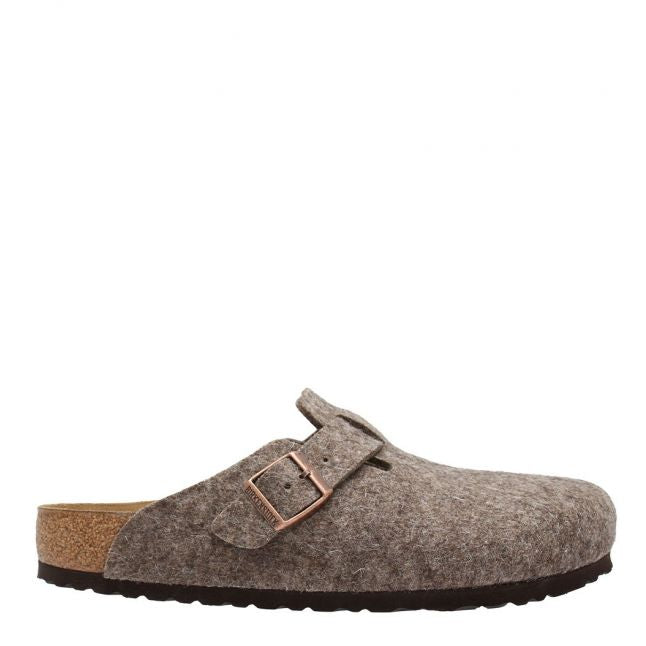 Mens Cocoa Wool Boston Wool Slippers