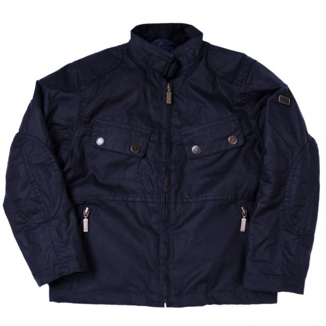 Boys Navy Rebel Waxed Jacket