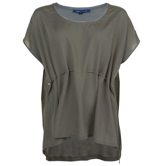 Womens Burnt Olive Classic Crepe Drawstring Top