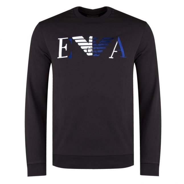 Mens Black EA Logo Crew Sweat Top