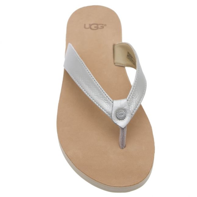 Womens Silver Tawney Metallic Flip Flops