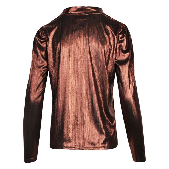 Womens Copper Foil Vikatty Tie Neck Blouse