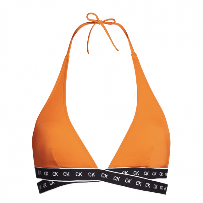 Womens Orange High Apex Logo Band Bikini Top