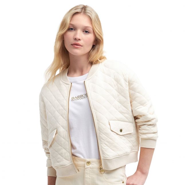 Womens Light Stone Alicia Quilted Bomber Jacket