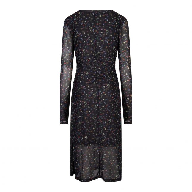 Womens Black Illustrated Mesh Midi Dress