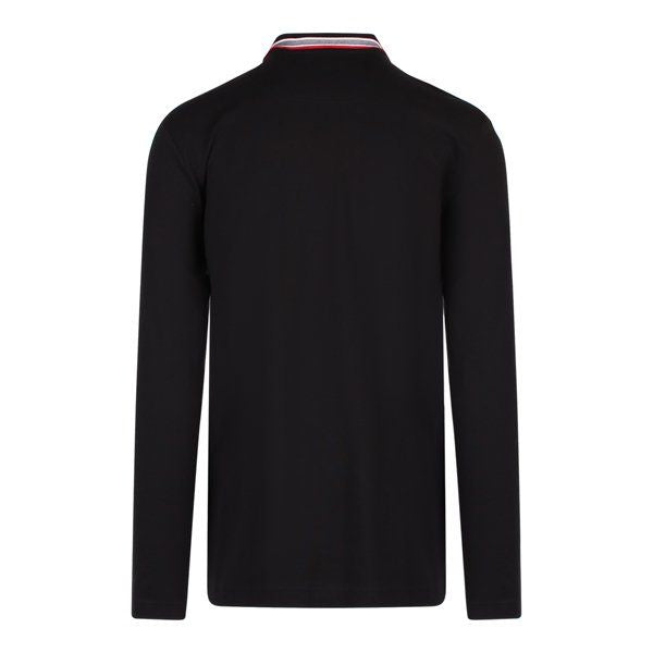 Mens Black Plisy Tipped L/s Polo