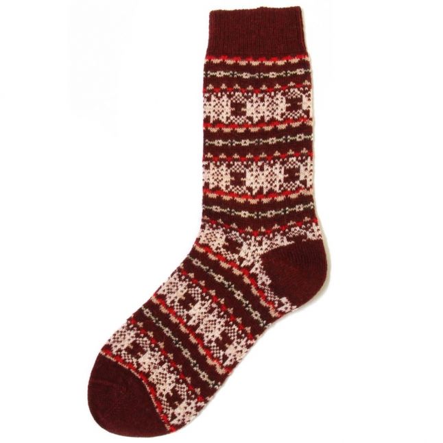 Lifestyle Womens Bordeaux Beckley Fairisle Wool Socks