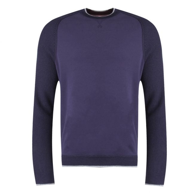 Mens Navy Smug Crew Neck Knitted Jumper