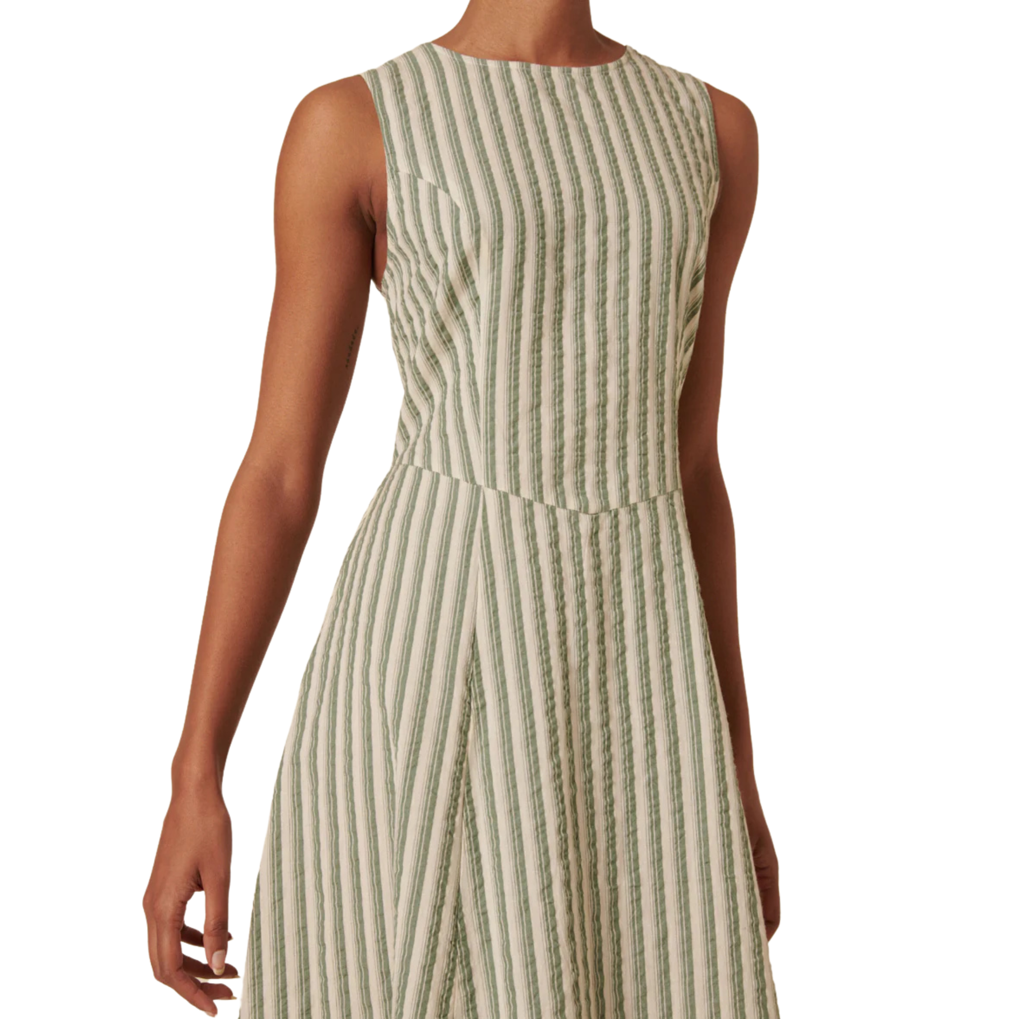 Womens Nobody's Child Green Stripe Cedar Seersucker Midi Dress