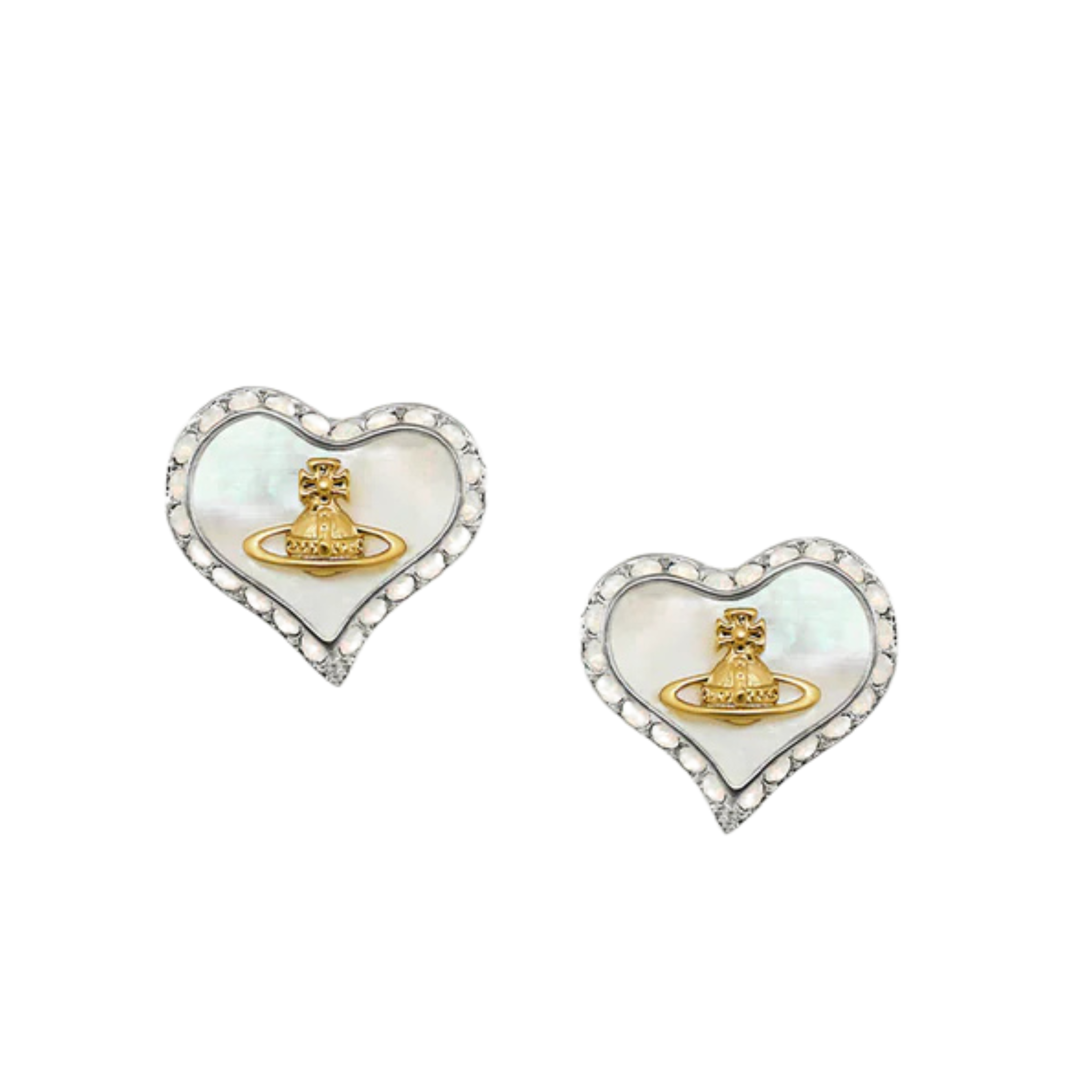 Vivienne Westwood Platinum/Gold/White MOP Petra Earrings