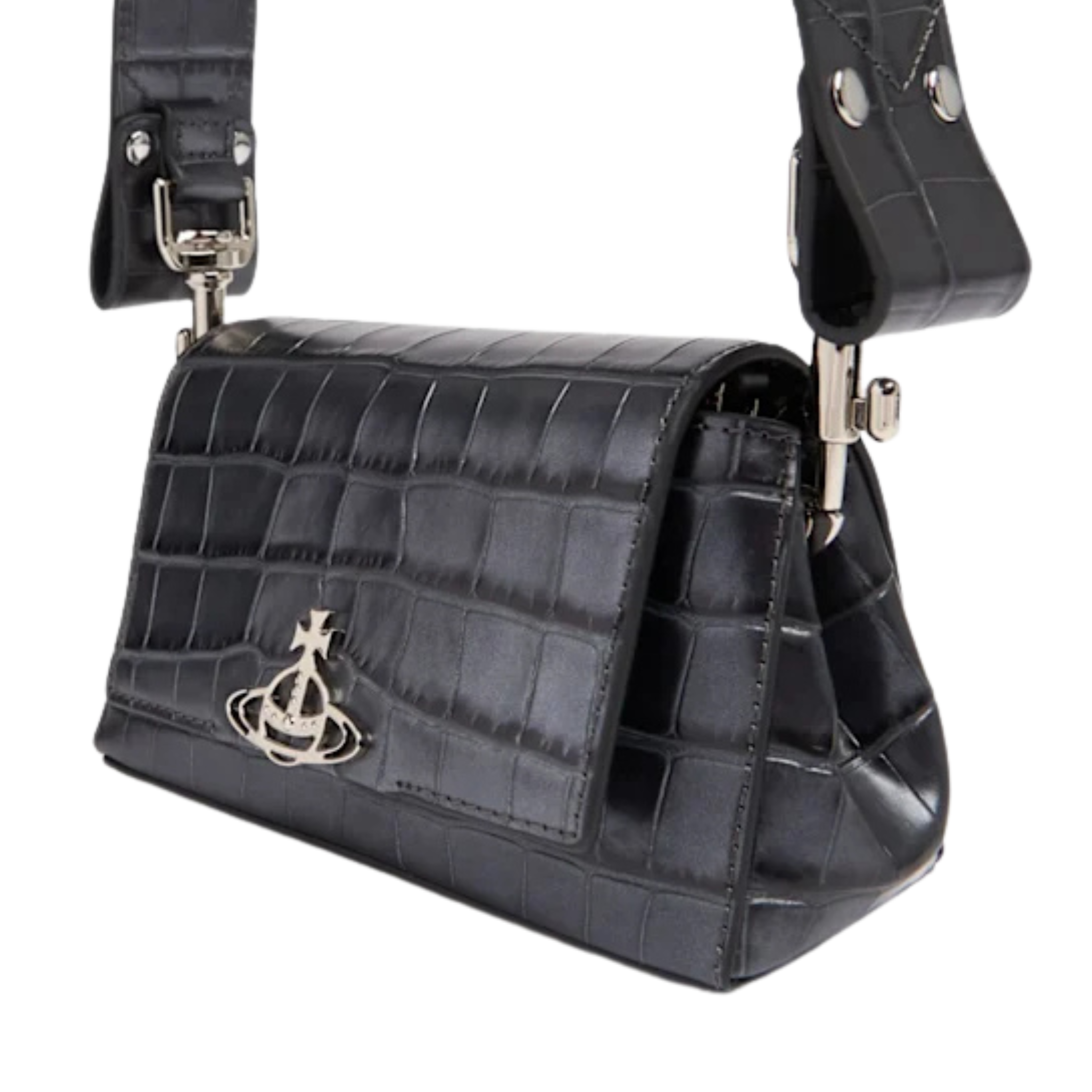 Womens Vivienne Westwood Anthracite Hazel Croc Small Handbag