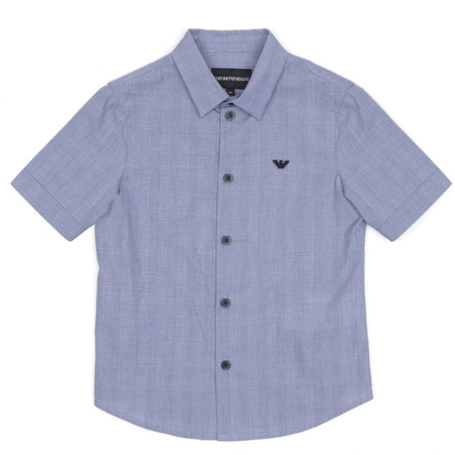 Boys Blue Tonal Check S/s Shirt